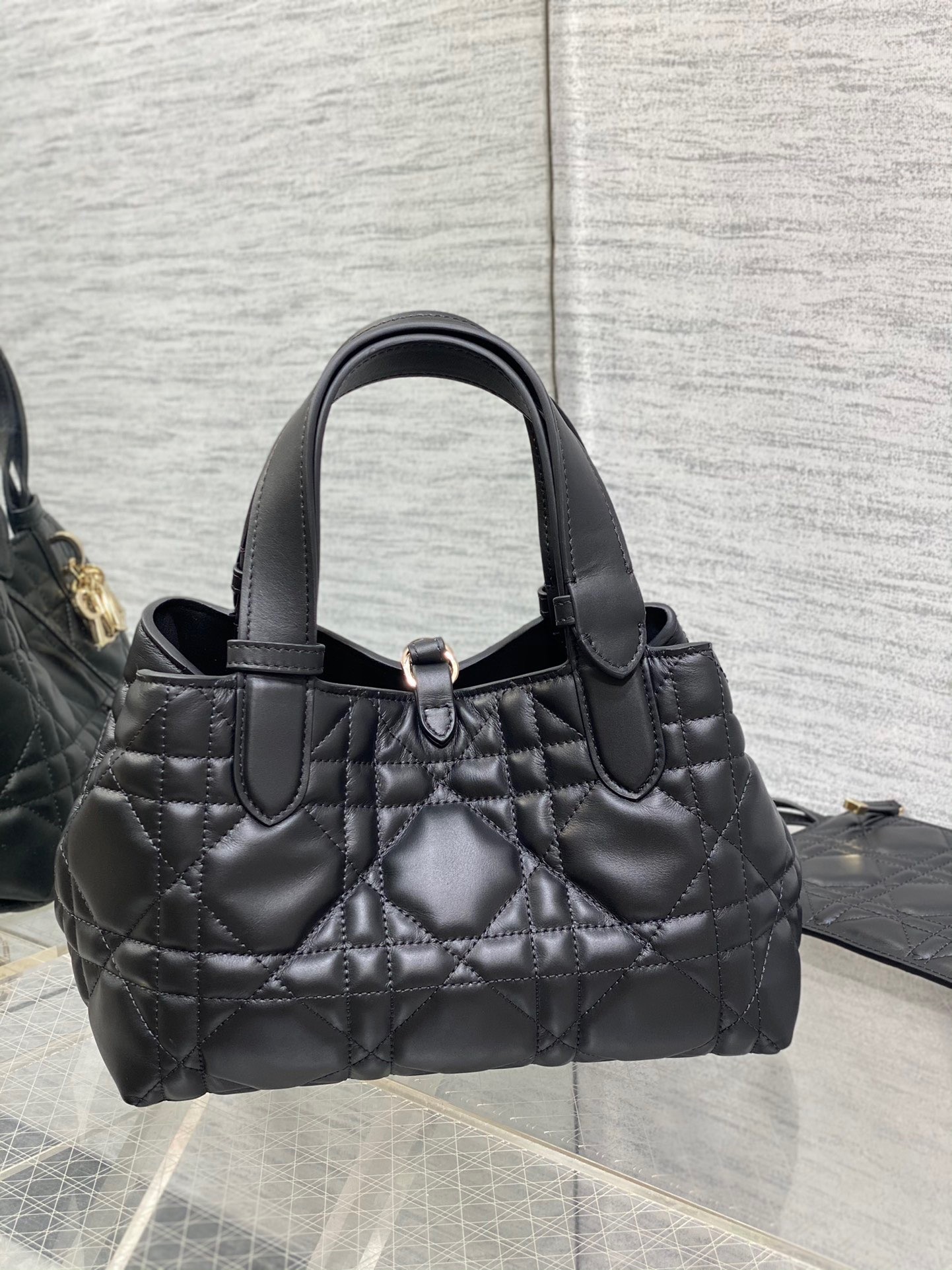 D*or toujours small bag in black macrocannage calfskin