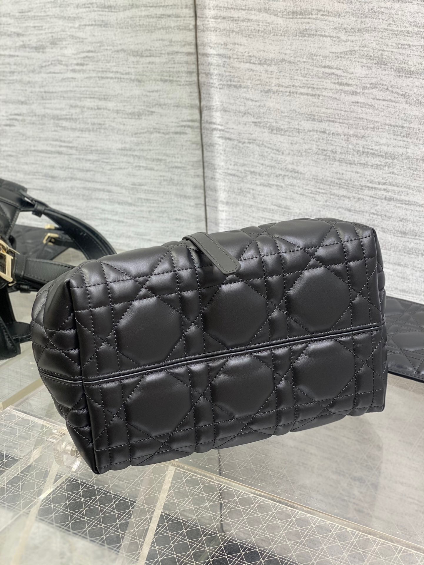 D*or toujours small bag in black macrocannage calfskin
