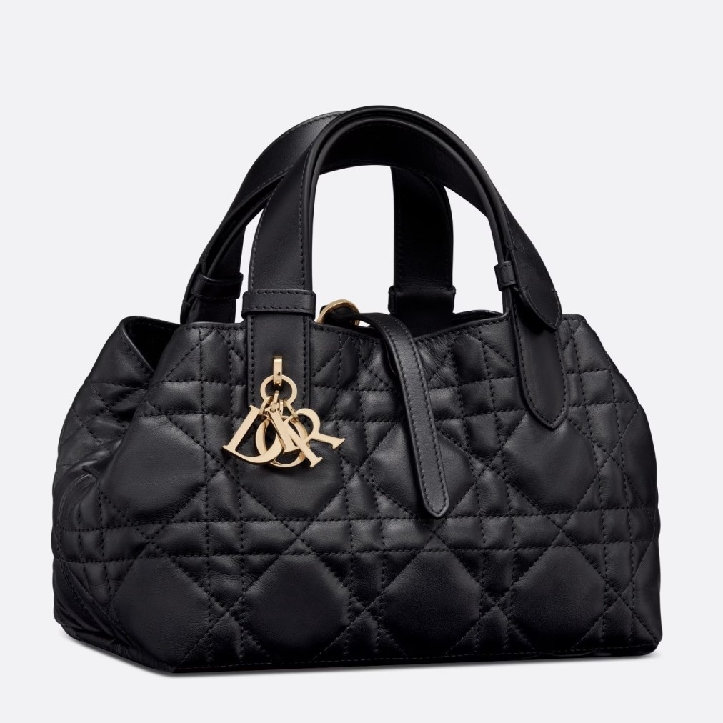 D*or toujours small bag in black macrocannage calfskin