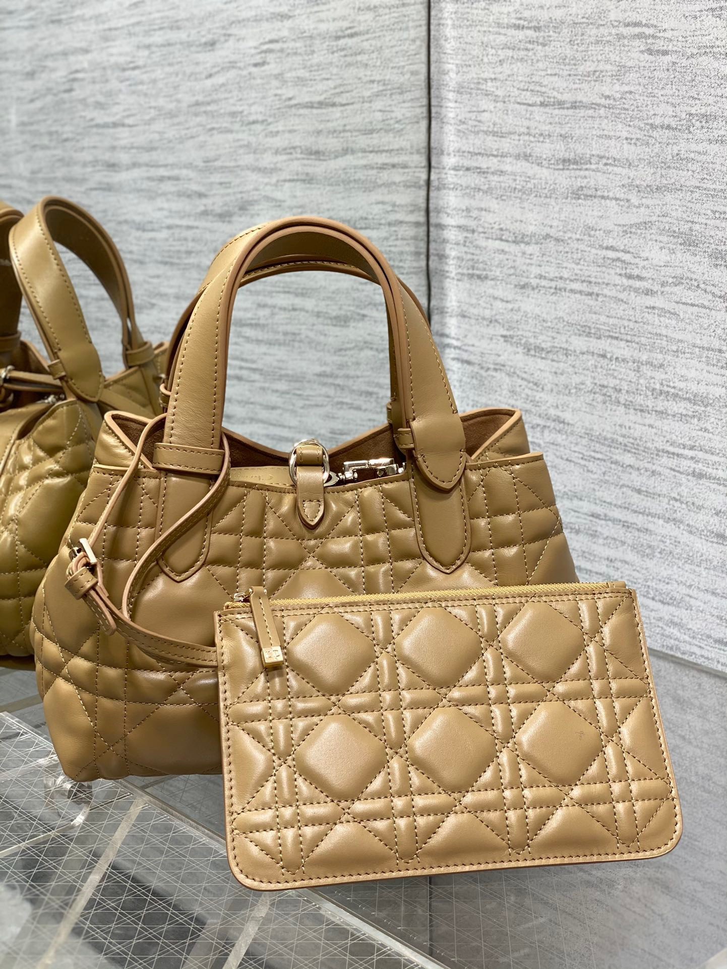 D*or toujours small bag in tan macrocannage calfskin