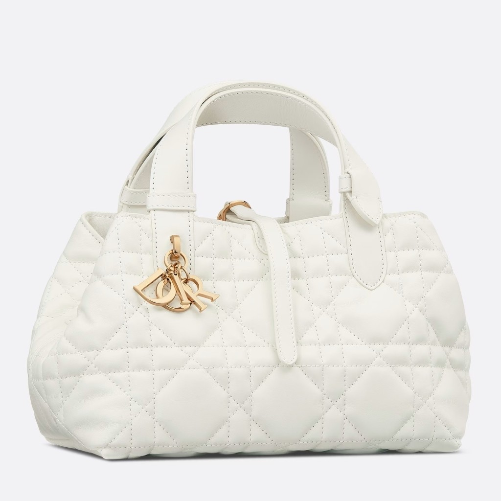 D*or toujours small bag in white macrocannage calfskin