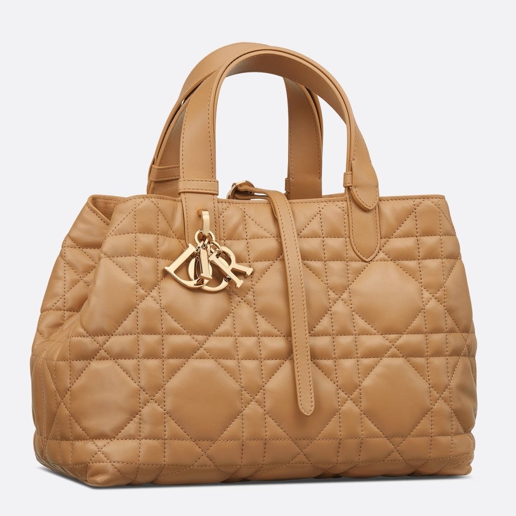 D*or toujours medium bag in tan macrocannage calfskin