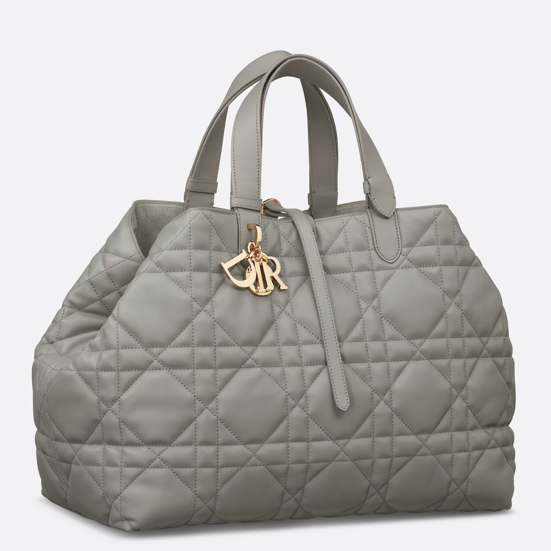 D*or toujours large bag in grey macrocannage calfskin