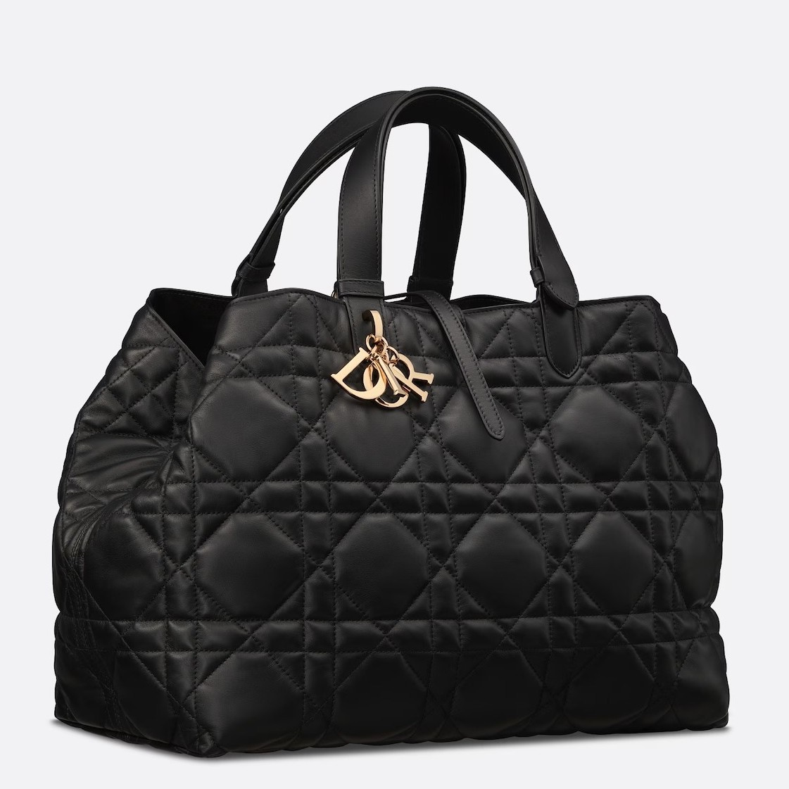 D*or toujours large bag in black macrocannage calfskin