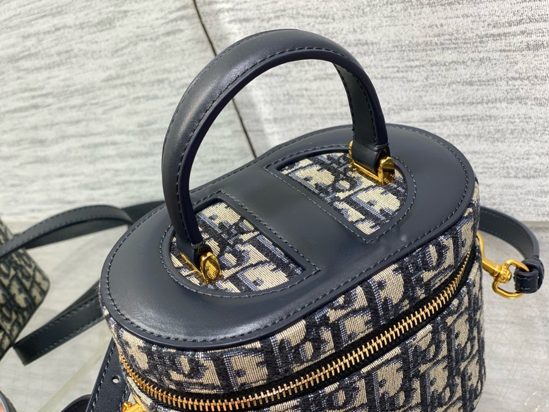 D*or small cd signature vanity case in blue oblique jacquard