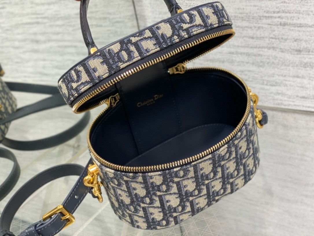 D*or small cd signature vanity case in blue oblique jacquard