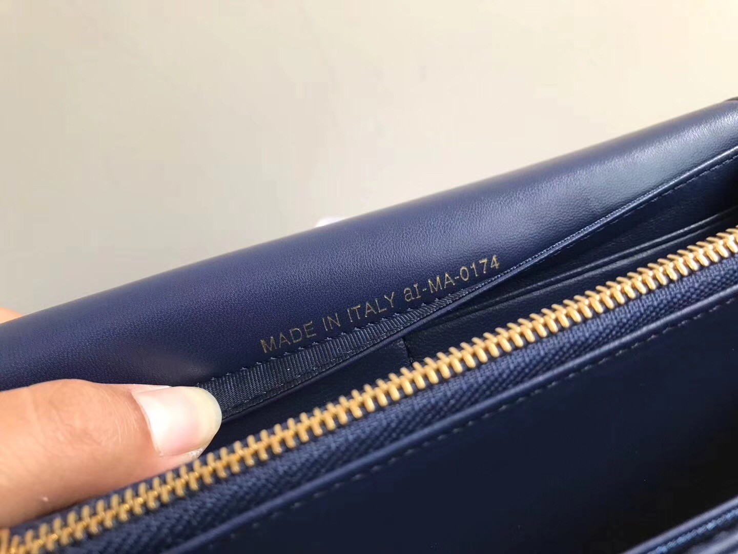 D*or D*oraddict continental wallet in navy blue lambskin