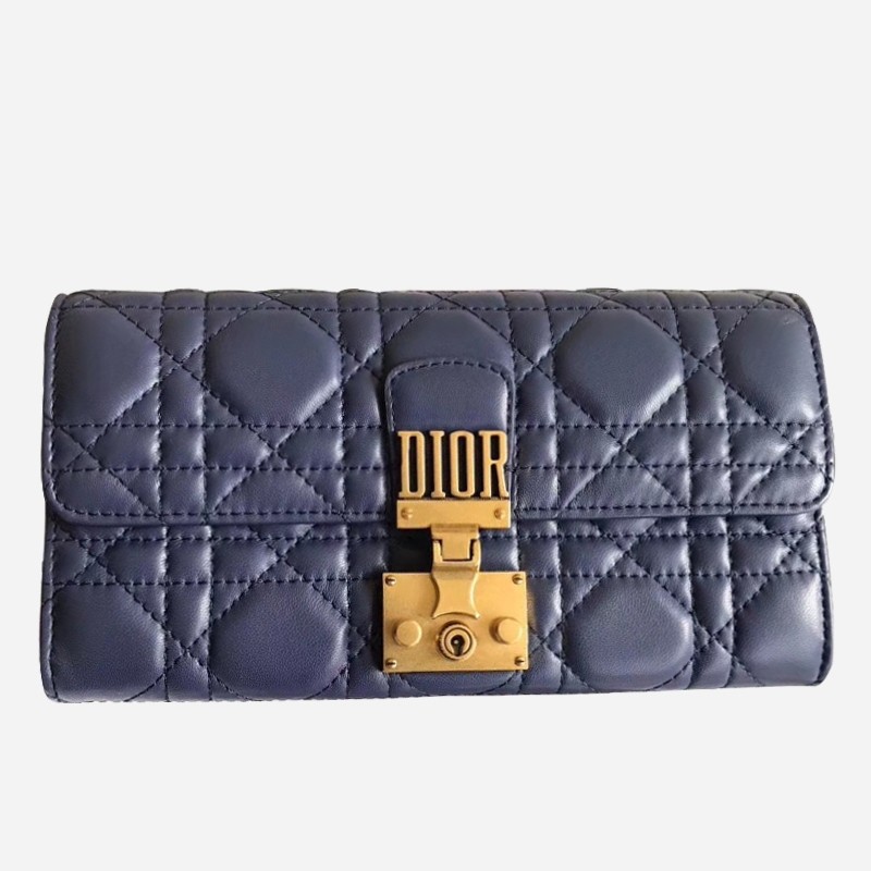 D*or D*oraddict continental wallet in navy blue lambskin