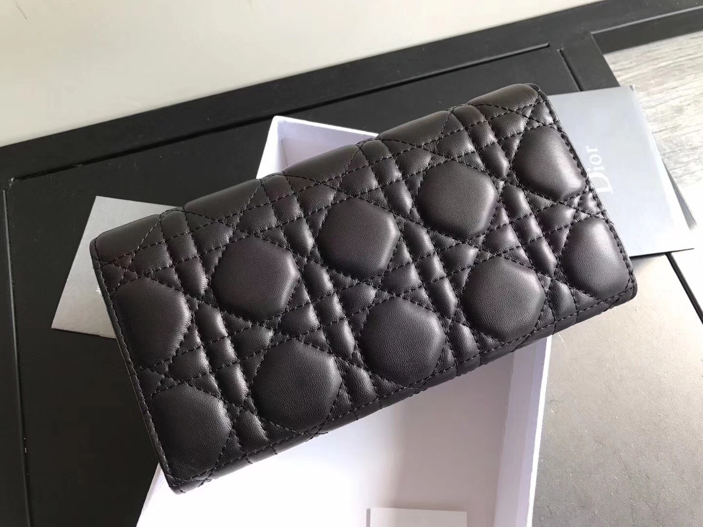 D*or D*oraddict continental wallet in black lambskin
