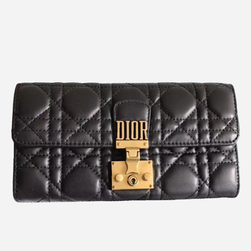 D*or D*oraddict continental wallet in black lambskin