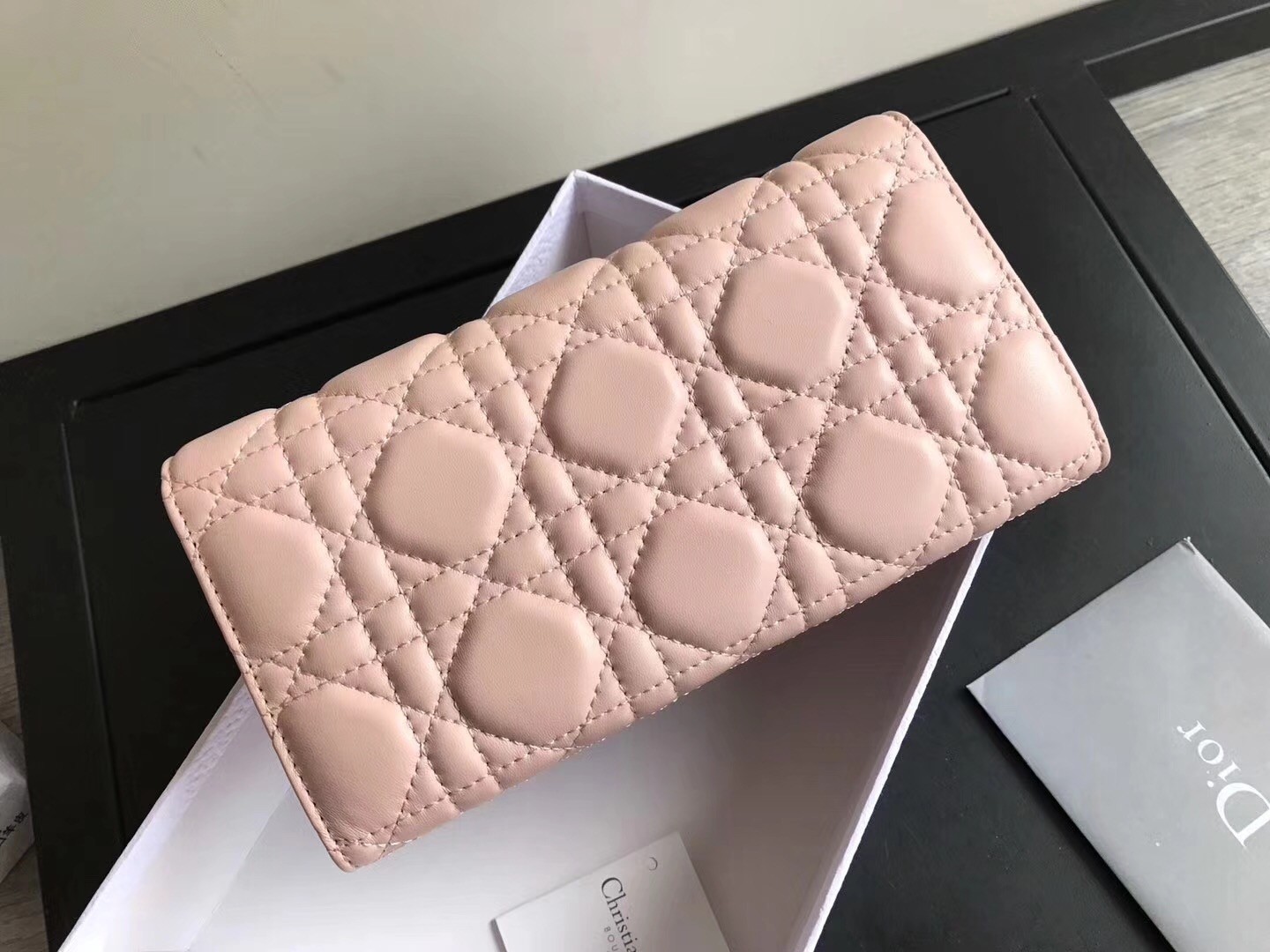 D*or D*oraddict continental wallet in pink lambskin
