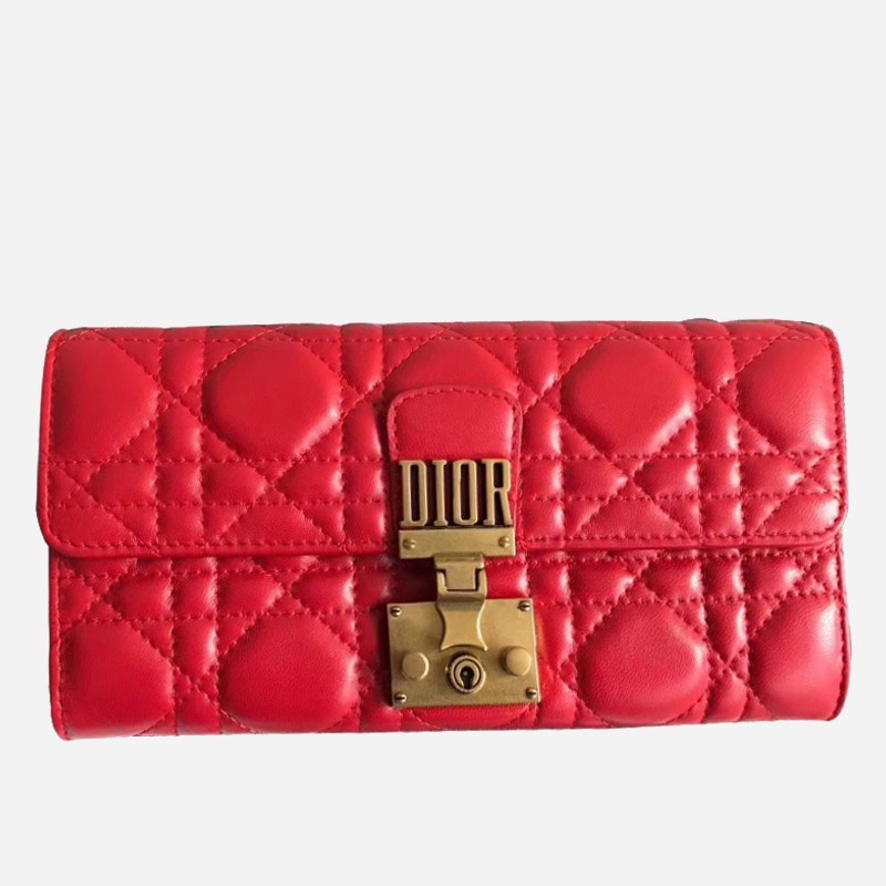 D*or D*oraddict continental wallet in red lambskin