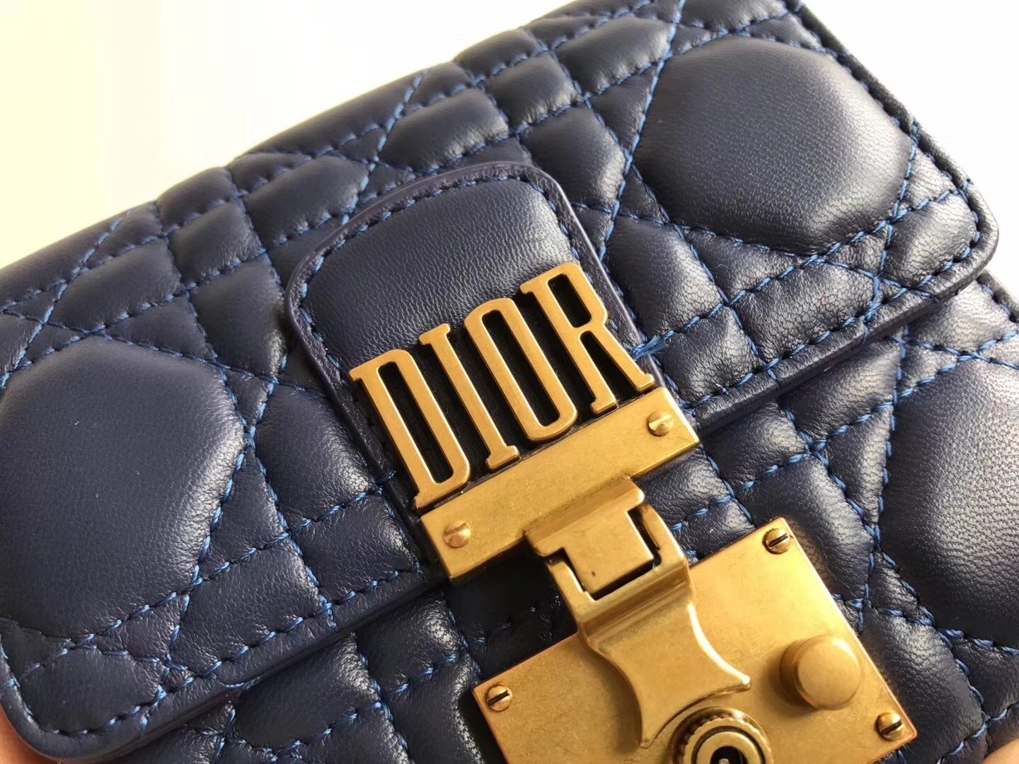 D*or french D*oraddict wallet in navy blue lambskin