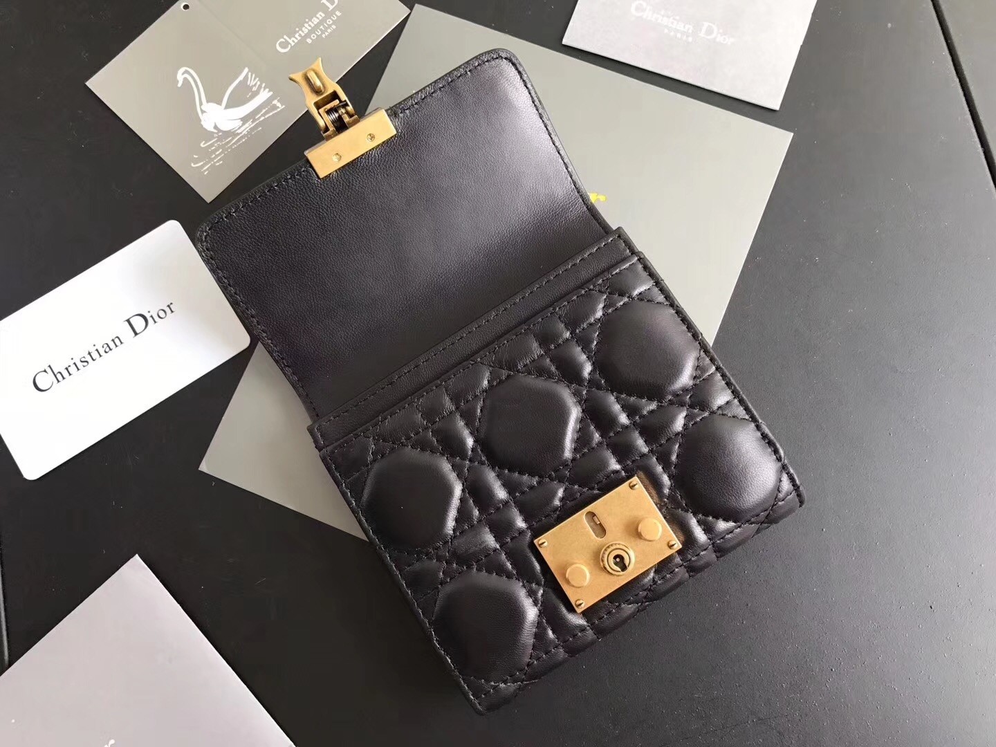 D*or french D*oraddict wallet in black lambskin