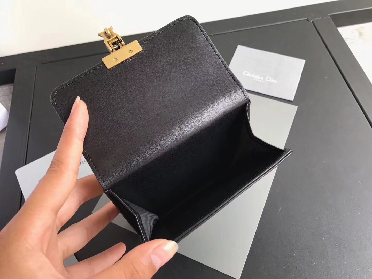 D*or french D*oraddict wallet in black lambskin
