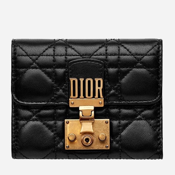 D*or french D*oraddict wallet in black lambskin