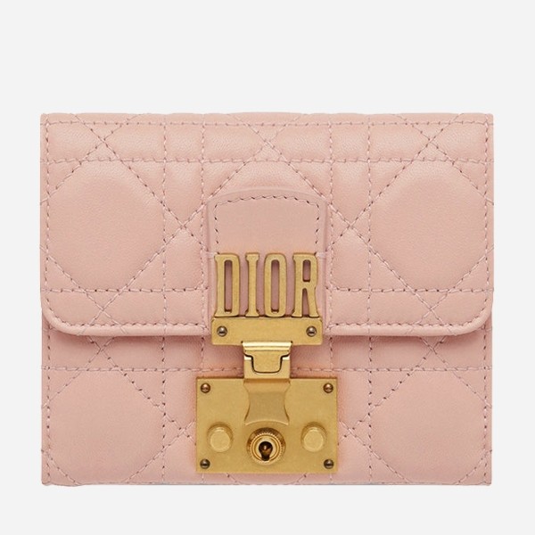 D*or french D*oraddict wallet in pink lambskin