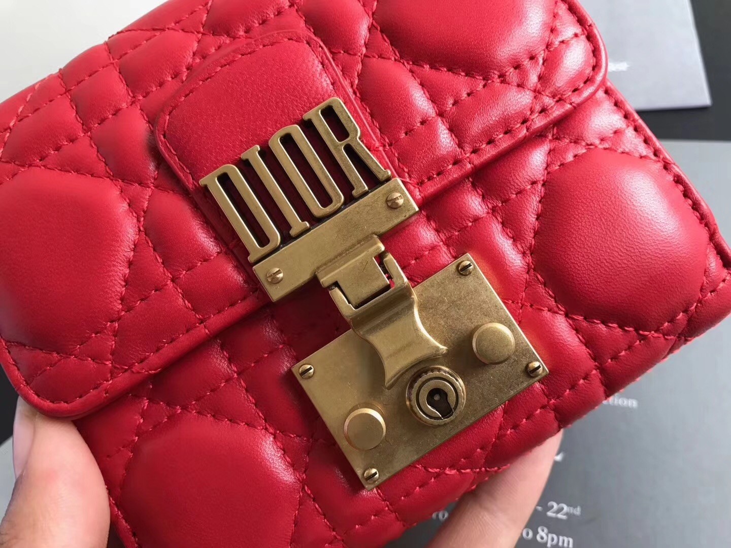D*or french D*oraddict wallet in red lambskin