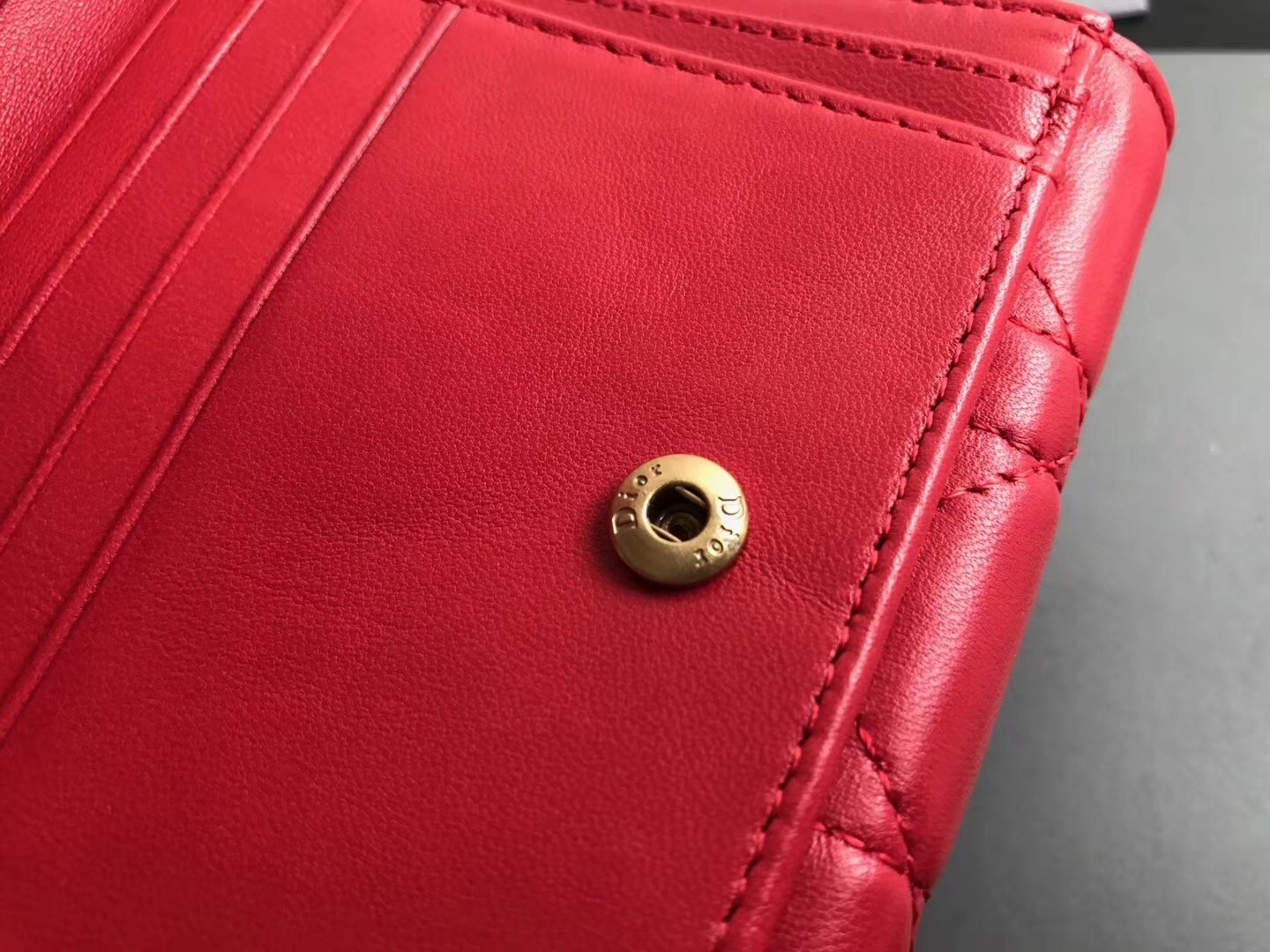 D*or french D*oraddict wallet in red lambskin