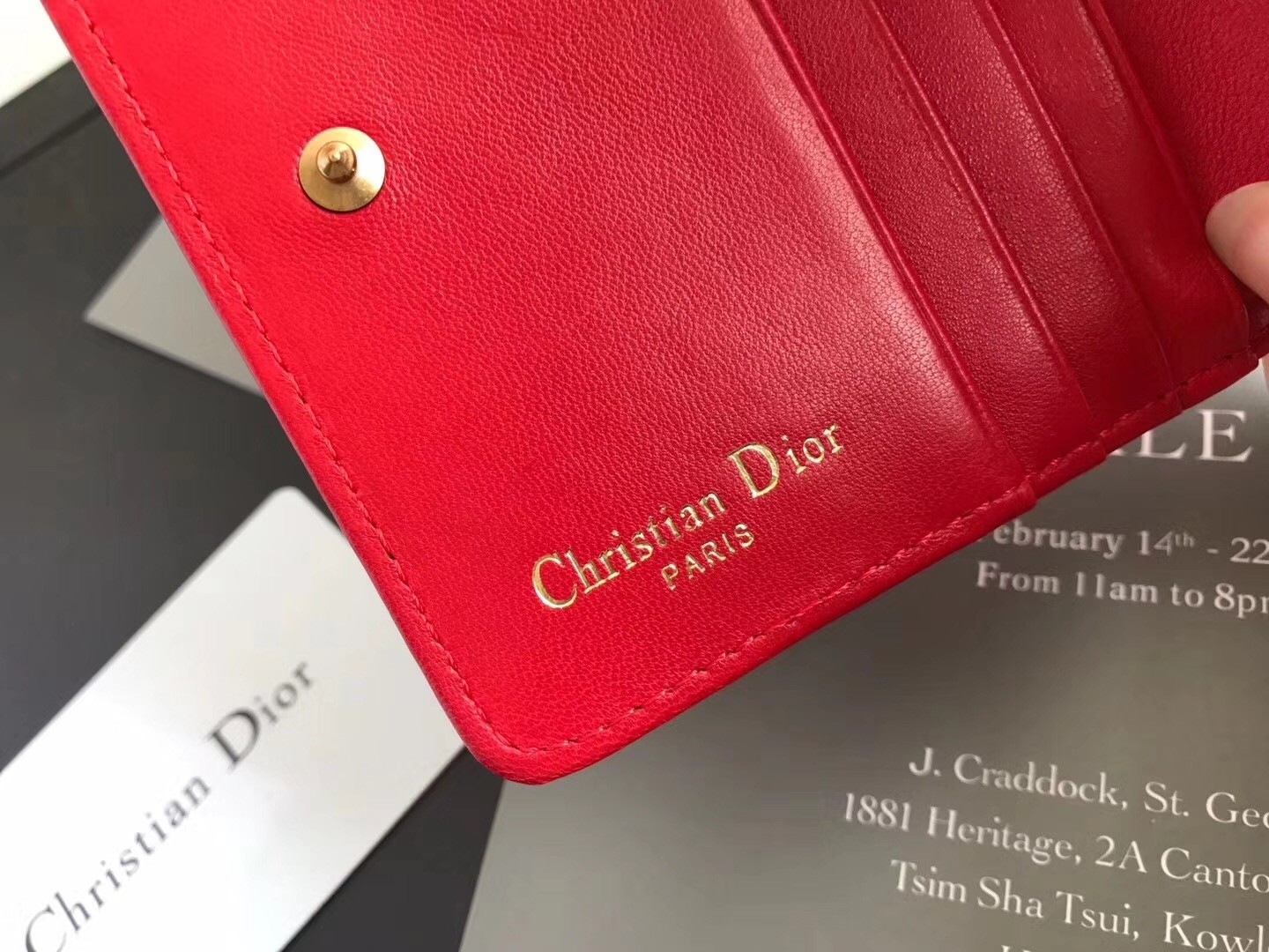 D*or french D*oraddict wallet in red lambskin