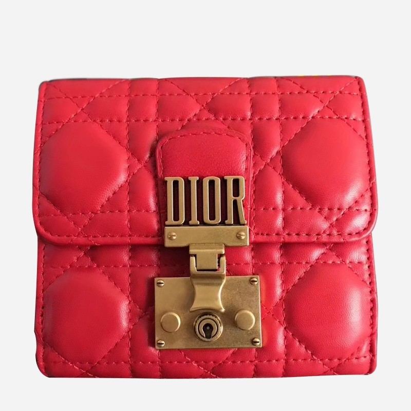 D*or french D*oraddict wallet in red lambskin