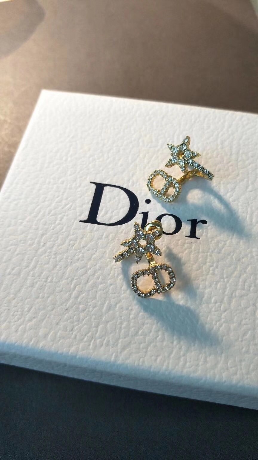 D*or clair d lune earrings in gold-finish metal and white crystals