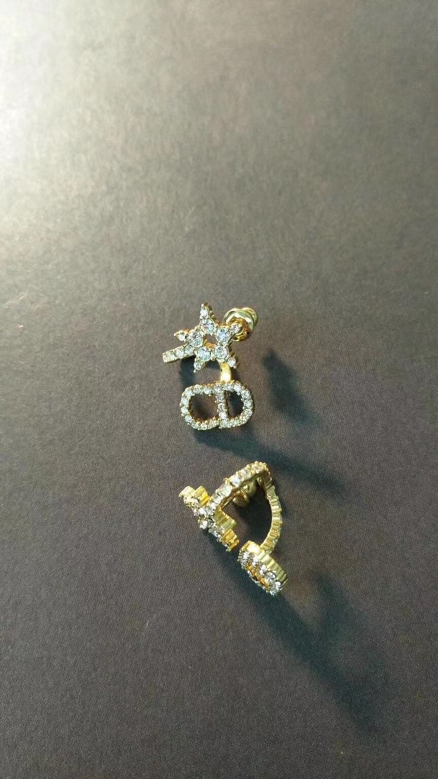D*or clair d lune earrings in gold-finish metal and white crystals