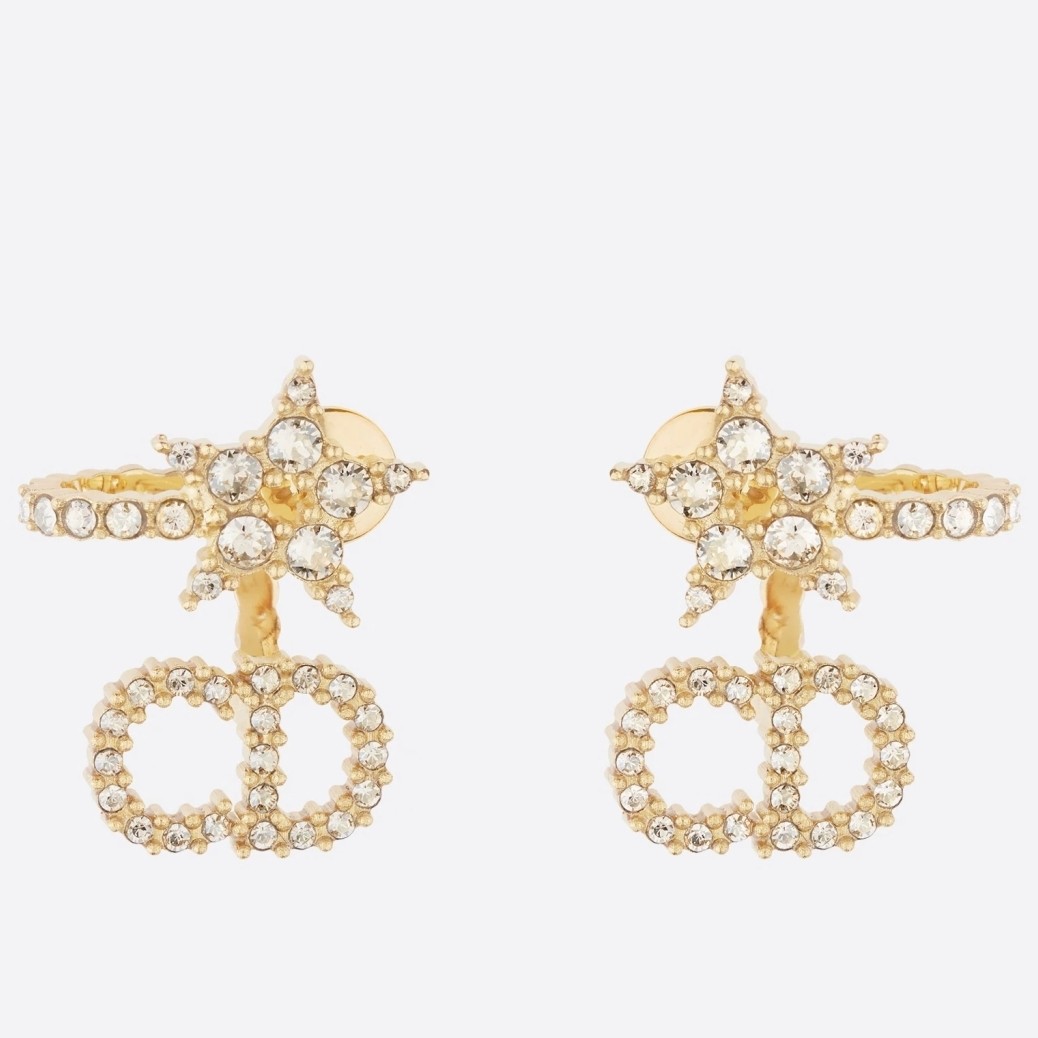 D*or clair d lune earrings in gold-finish metal and white crystals