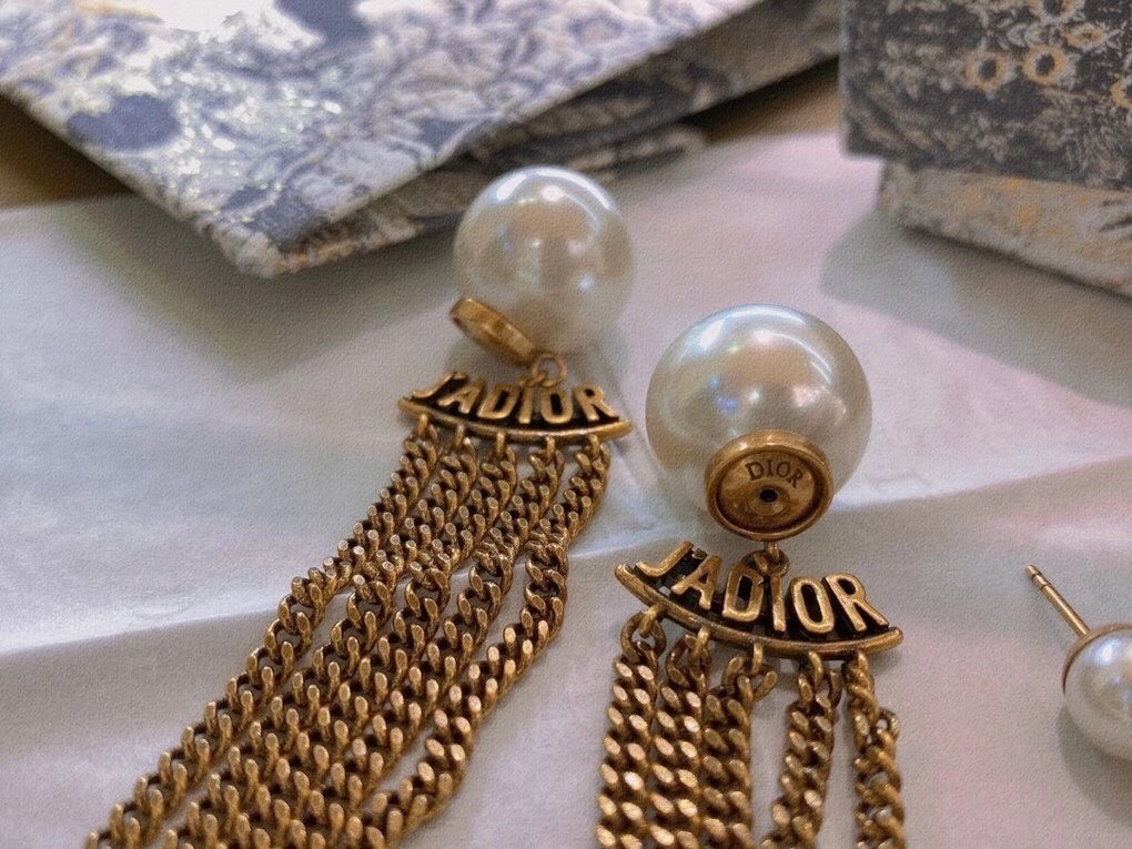 D*or tribales chain earrings in antique gold-finish metal