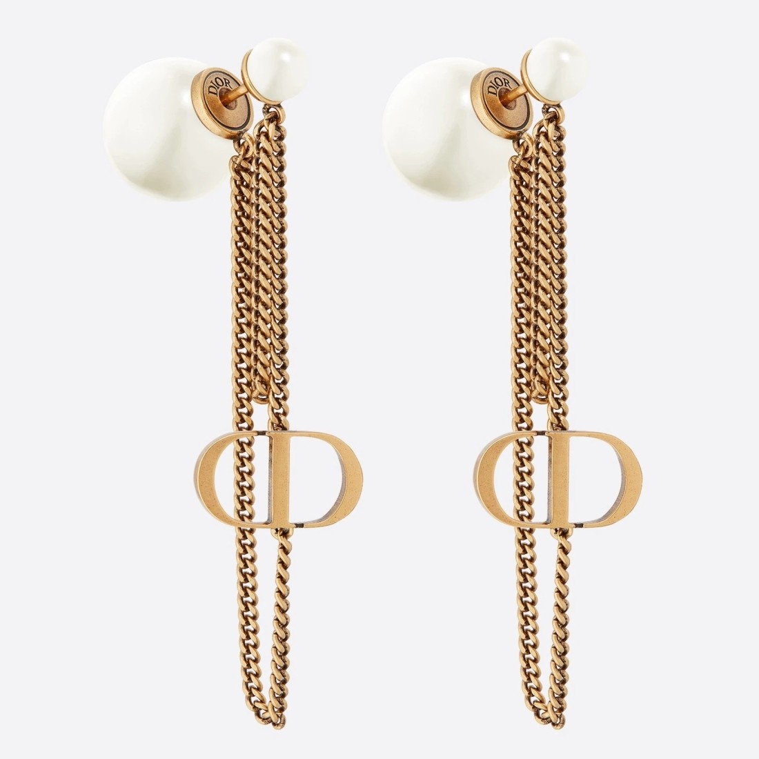 D*or tribales cd earrings in antique gold-finish metal and pearls