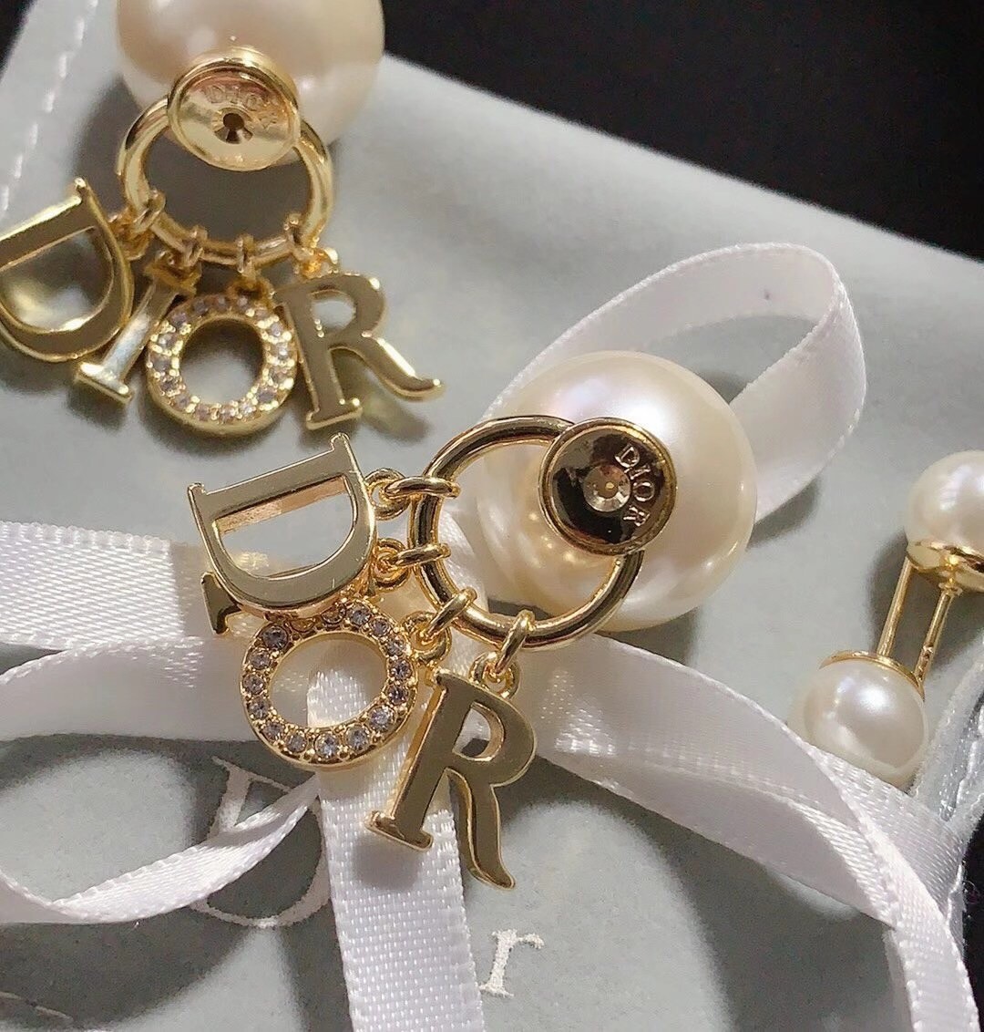 D*or tribales earrings in gold metal pearls and crystals