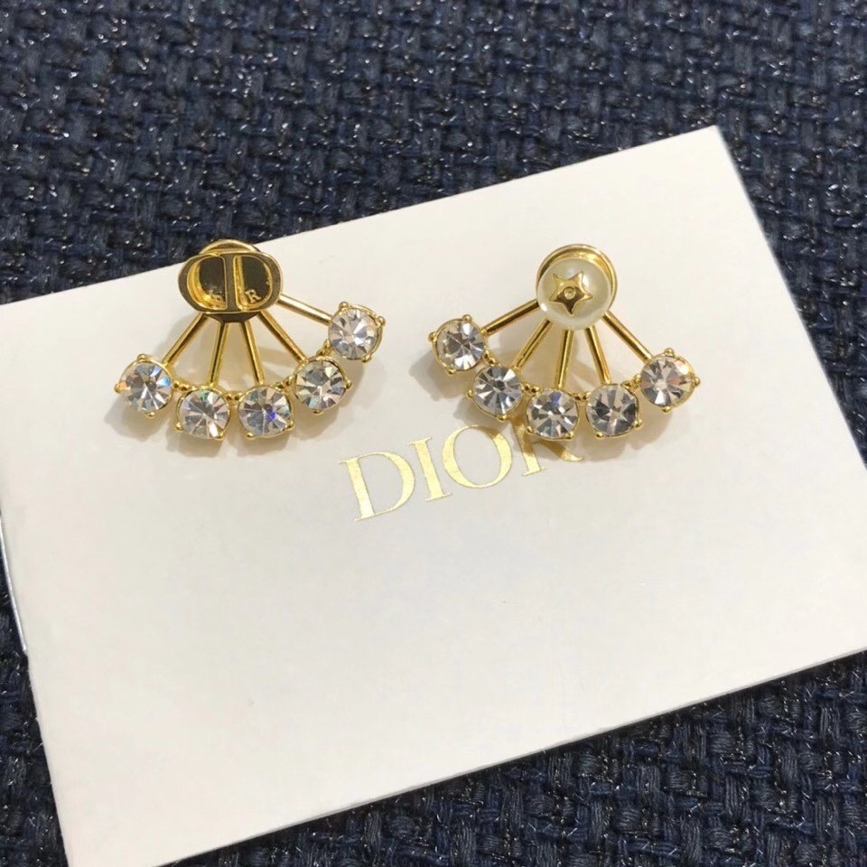 D*or petit cd earrings in gold metal crystals and pearl
