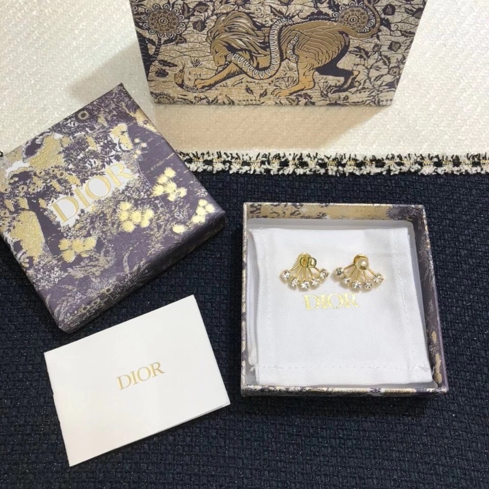 D*or petit cd earrings in gold metal crystals and pearl