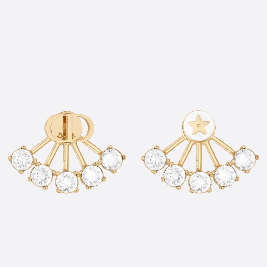 D*or petit cd earrings in gold metal crystals and pearl