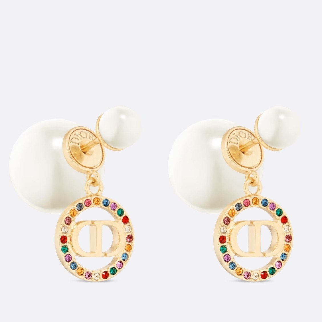D*or tribales earrings in metal and white pearls and multicolor crystals