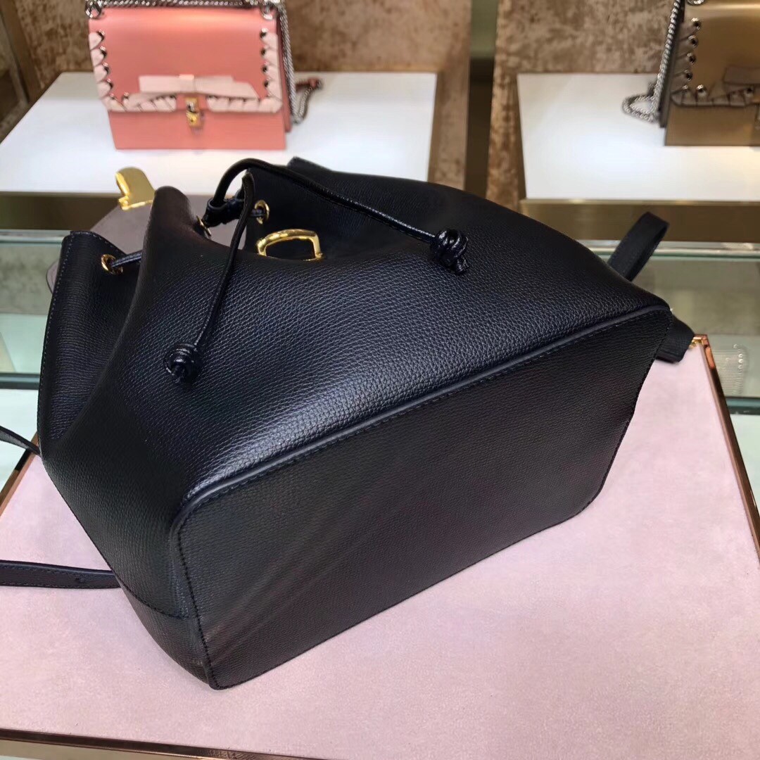 F**di black leather logo backpack