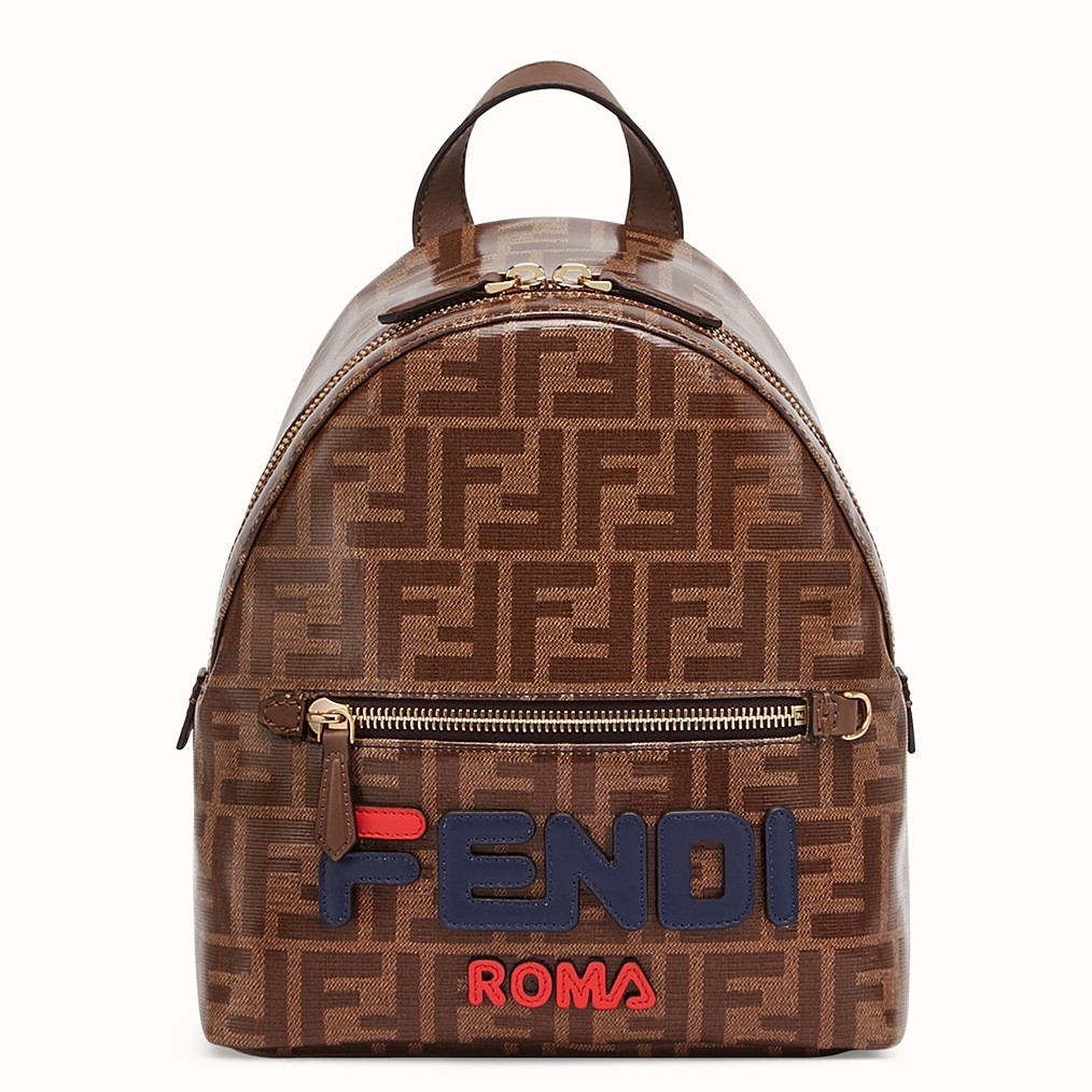 F**di brown glazed fabric mini backpack