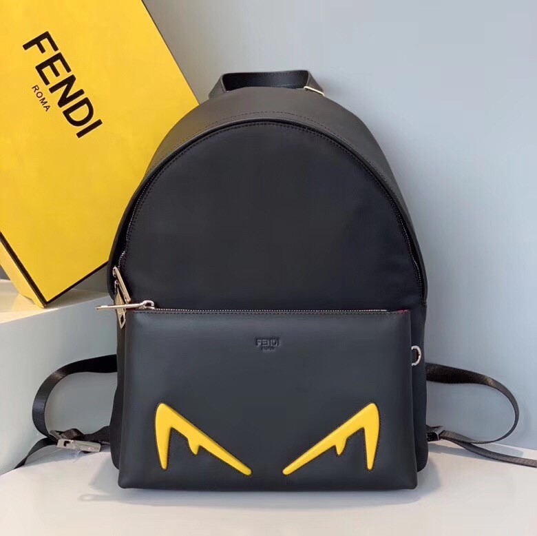 F**di diabolic eyes nylon and leather backpack