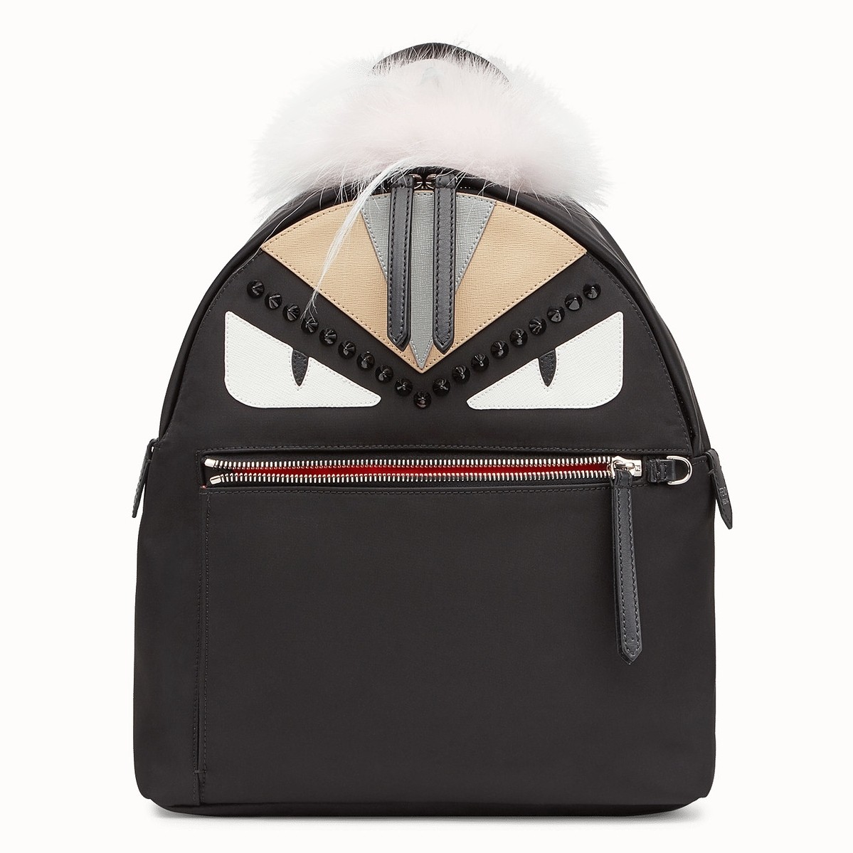 F**di black bag bugs eyes fox fur studs backpack