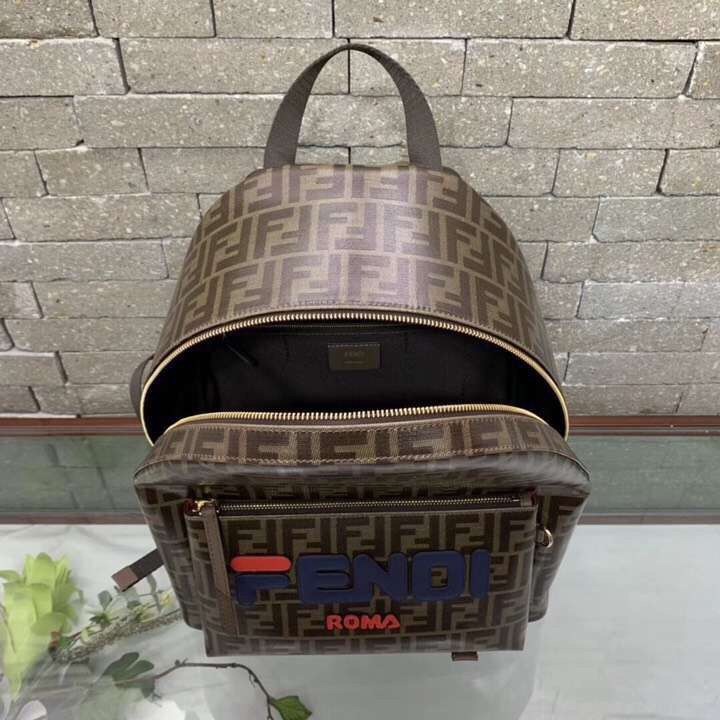 F**di brown glazed fabric large backpack