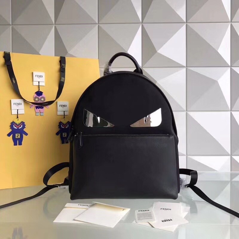 F**di black large bag bugs eye inlays backpack