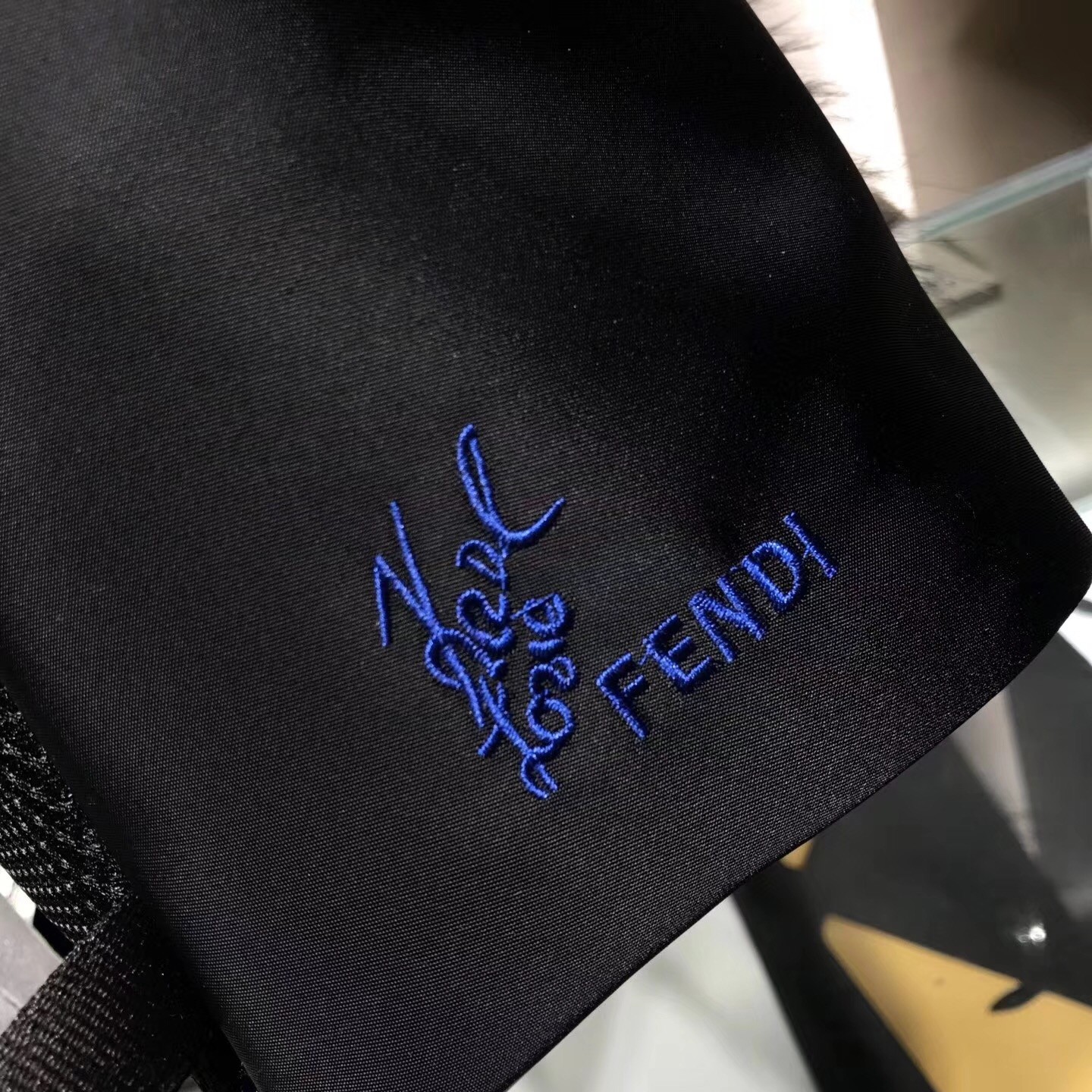 F**di black fur depict karlito appliques backpack