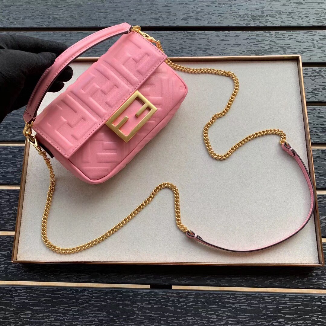 F**di pink ff motif mini baguette bag
