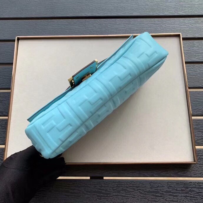 F**di pale blue ff motif medium baguette bag