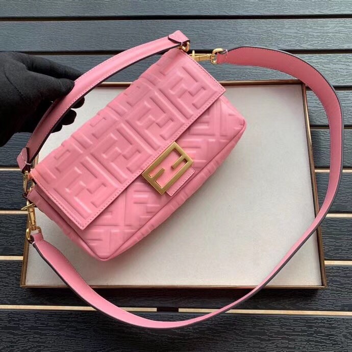 F**di pink ff motif medium baguette bag