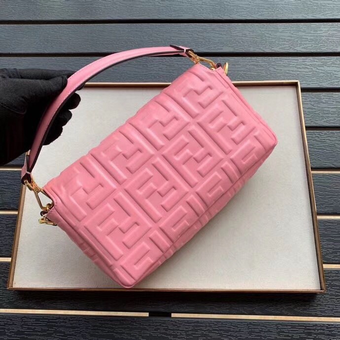 F**di pink ff motif medium baguette bag