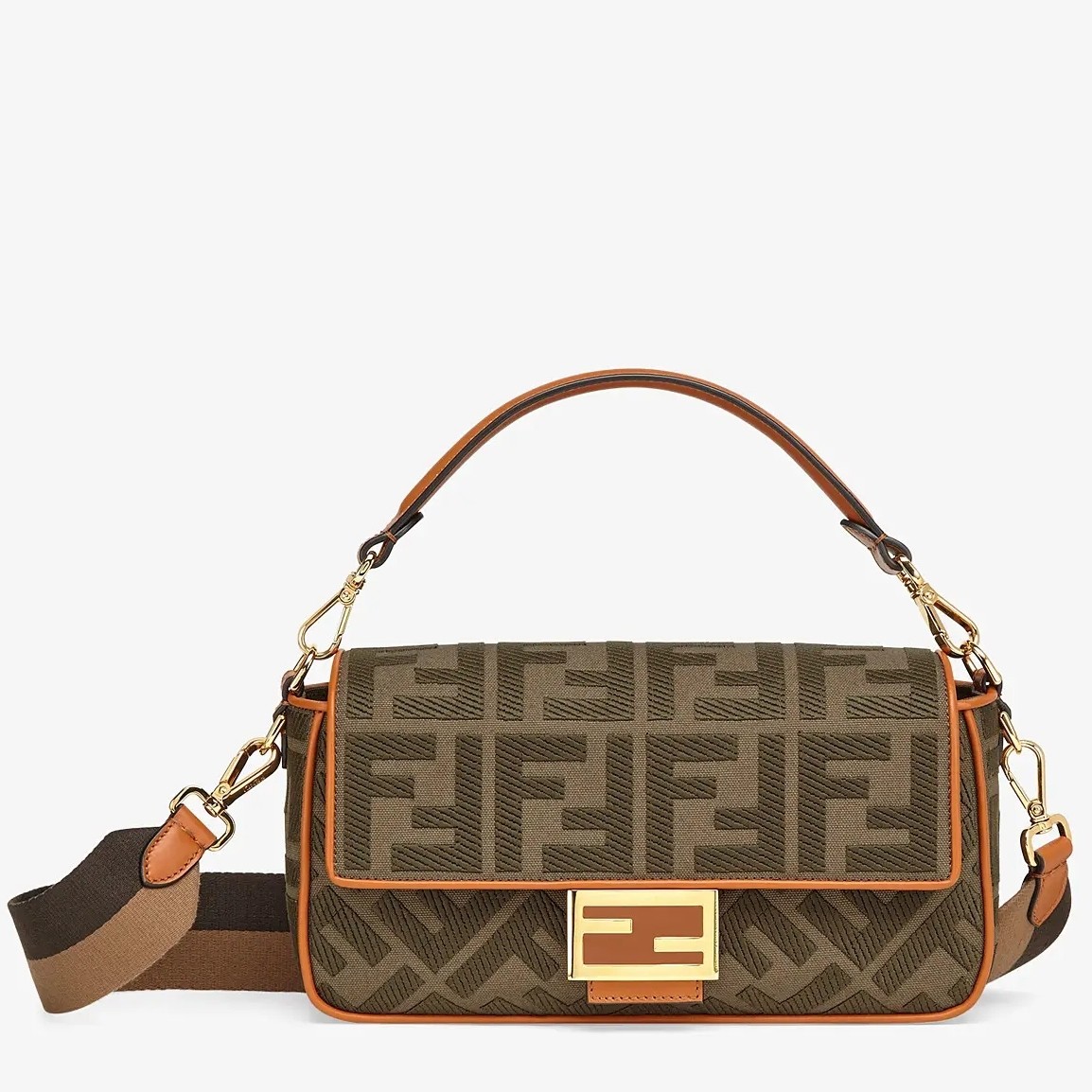 F**di baguette medium bag in green denim