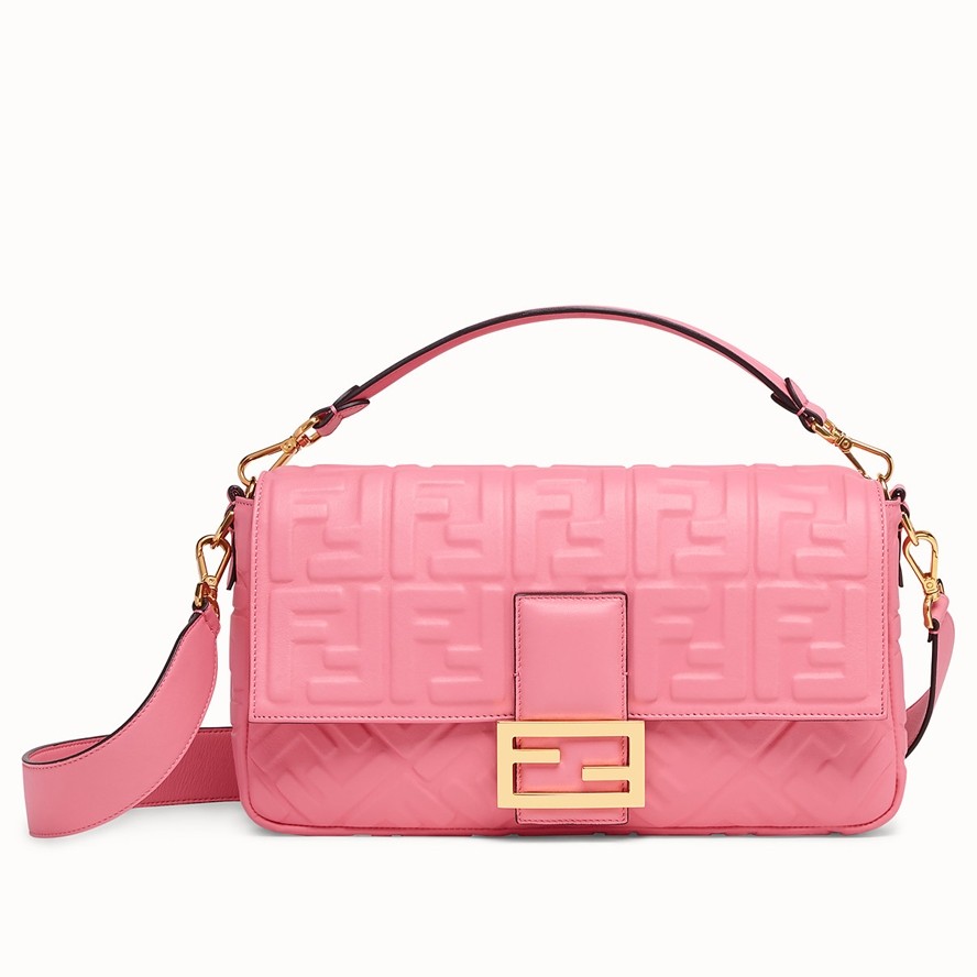 F**di pink ff motif large baguette bag