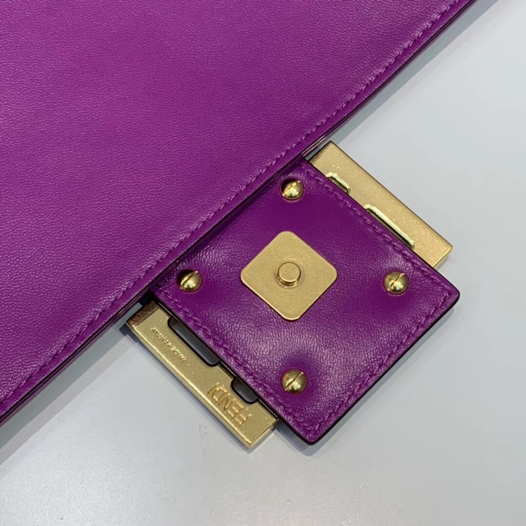 F**di purple ff motif large baguette bag