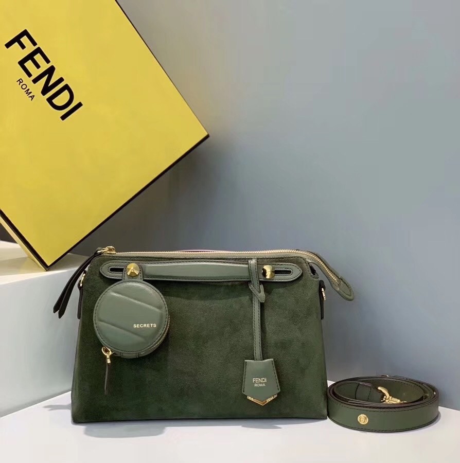 F**di by the way medium bag in green suede